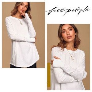 Free People We the Free - Thumbhole Oversized Arden Tee WHITE - SIZE S NEW